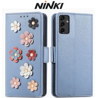 เคส NINKI Samsung Galaxy A14/A54 5G เคส PU ปกหนังดอกไม้สามมิติเข้ารูปพอดีป้องกันโทรศัพท์เคสสำหรับ Galaxy A14/A54 5G