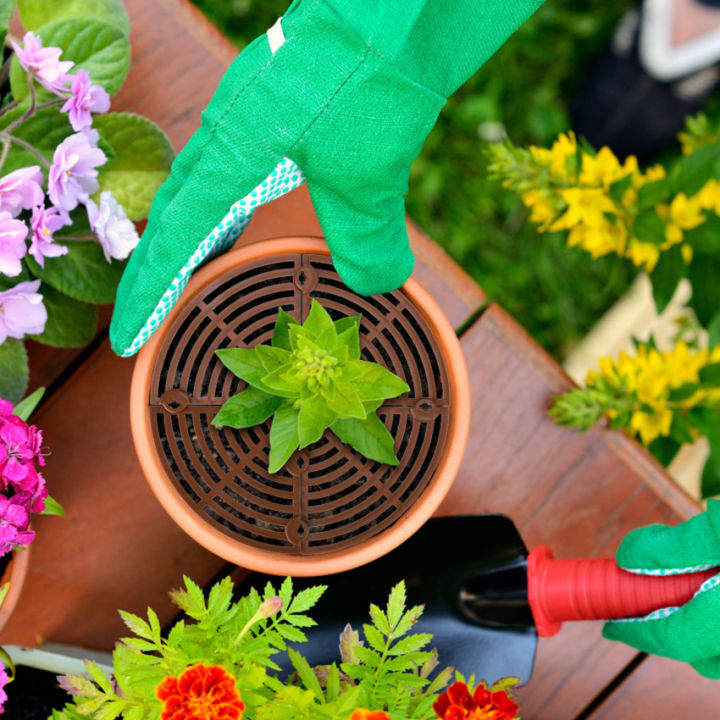 ในสต็อก-ตารางหม้อดอกไม้ปกเด็กพืชความปลอดภัยยามดินกับเล็บปกพืชรากป้องกันสวนอุปกรณ์