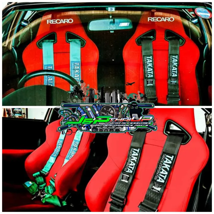 Green Takata Racing Seat Belt Harness Four 4 Point Universal 1 Order 1