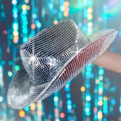 Disco Ball Cowboy Hat Handmade custom mirrored glass cowboy hat Suitable for party gathering show rave fashion hat