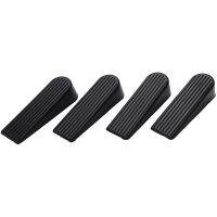 4 Pack Door Stop Wedges, Rubber Non-Scratching Door Stoppers for Home and Office (Black)