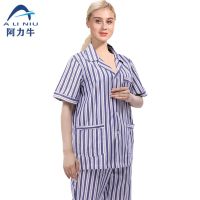 Aliniu AF-281 Summer Patient Suit Set Hospital Mens and Womens Striped Nursing Clothes Short-sleeved Patient Clothes Blue and White