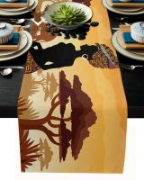 Corinada African Woman Ethnic Elephant Table Runner Wedding Decoration Kitchen Tablecloth Coasters Mat Runners