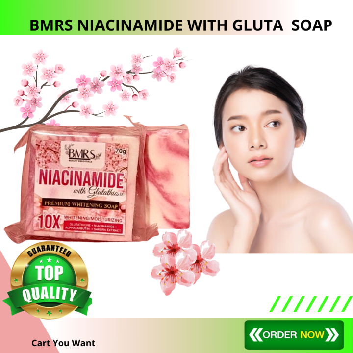 BMRS NIACINAMIDE WITH GLUTA PREMIUM WHITENING SOAP with free scrub ...