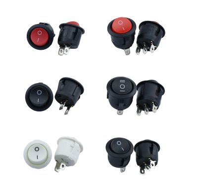 KCD1-2 22mm Diameter Small Round Boat Rocker Switches Black Mini Round Black White Red 2 Pin 3Pin ON-OFF Rocker Switch KCD1-105