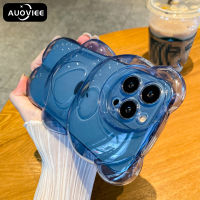 AUOVIEE เคสโทรศัพท์3D หมีน่ารักโปร่งใสสำหรับ iPhone 13 12 11 Pro Max XR X 13Pro 14ฝาหลังแบบใสซิลิโคนนิ่มกันกระแทก