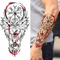 1pc Animal Wolf Men Waterproof Temporary Tattoos Fake Stickers Arm Sleeves Cool Art Washable Painting Stickers