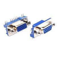 HVJ-10pcs/lot Db15 Dr15 Vga Adapter Socket 3rows Blue Parallel Port 15 Pin D Sub 15 Way Pcb 90 Degree Female Connector