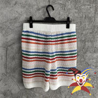 Rainbow Stripes Casablanca Jacquard กางเกงขาสั้นผ้าขนสัตว์ผู้ชายผู้หญิง Drawstring Breeches