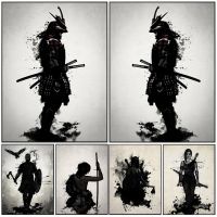 2023❁❦☃ Abstract Japanese Samurai Posters and Print Knight Assassin Canvas Painting Wall Art Pictures for Living Room Bedroom Home Decor