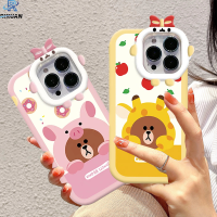 เคส Rixuan Redmi A1 A2 Redmi 12C 10C 9C 9A 10 9T 9 Redmi Note 12 Note 11 Pro Note 10S Note 10 5G Note 10S Note 9S Poco X5 X3 NFC X3 M3โปรเคสนิ่มลายยีราฟการ์ตูนหมีสีน้ำตาลเลนส์มอนสเตอร์