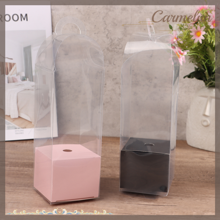 carmelun-กล่องพลาสติกกล่องดอกไม้กุหลาบใสห่อดอกไม้กล่องใส่เค้ก