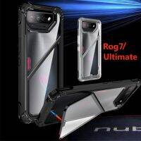 เคสสำหรับอัสซุสกันกระแทก ROG Phone 7สุดยอด Rog7แข็ง PC + TPU ปกป้องโทรศัพท์แบบใสพร้อมขาตั้งพับได้