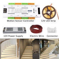 LED Motion Sensor บันได Light Strip Controller DC 12V 24V 32ช่องสมาร์ท PIR Night Light Single Corlor ควบคุมเทปยืดหยุ่น *