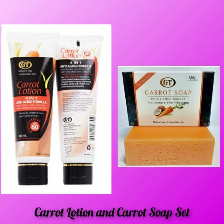 Set Gt Carrot Whitening Lotion 4in1 Anti Aging Formula 100ml Gt Carrot Anti Aging And Whitening 7151