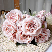 【cw】Luxury Large Rose Bouquet Silk Artificial Fowers Home Ho Display Photography Wedding Decoration Flores with Leaves