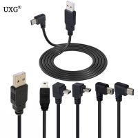 USB Mini Naik Turun Kiri Kanan Siku 90 Derajat USB 2.0 Ke USB Mini 5pin Kabel untuk Kamera MP4 Tablet 0.25M 0.5M 1.5M