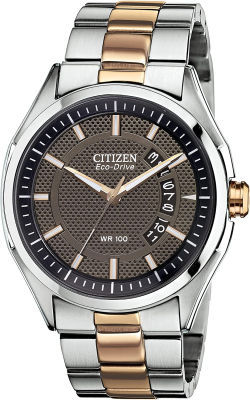 Citizen Eco-Drive Weekender Quartz Mens Watch, Stainless Steel, Two-Tone (Model: AW1146-55H)