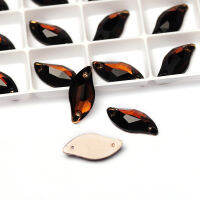 ขายส่งรมควัน Topaz Leaf Shaped Flatback เย็บอุปกรณ์เย็บปักถักร้อยเย็บบน Rhinestones งานฝีมือผ้าตกแต่ง