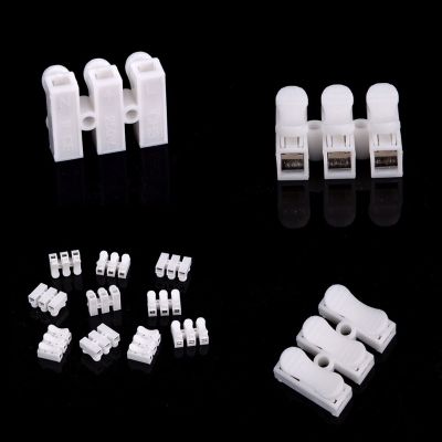 10 pcs Clear 3pin Wire clip Wiring Terminal connector self lock Spring Cable Clip press push quick  for car led strip lamp