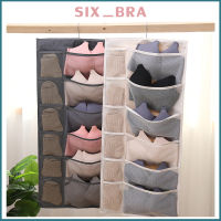 Six_Bra ชุดชั้นใน กระเป๋าแขวน กระเป๋าแขวนผนังตกแต่ง ประเภทสองด้าน ตู้เสื้อผ้า สิ่งประดิษฐ์ ถุงเท้าแขวน ชุดชั้นในชั้นเก็บ AAG01