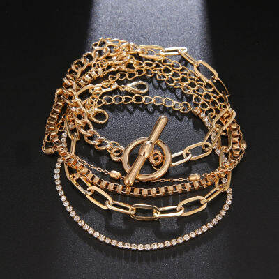 [xijing3] New Simple Diamond-studded Personality celet R Circle Lock celet 5pcs