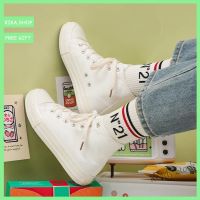 【Ready Stock】 ▧♟ C39 220623 ins high top small white shoes womens all white canvas shoes students casual versatile flat bottomed Harajuku board shoes fashion