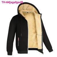 agafgadf เสื้อฮู้ดชาย com zíper roupa quente de lã roupas esportivas preto branco cinza inverno