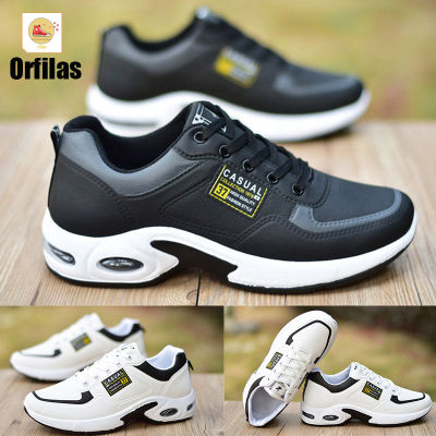 Orfilas  รองเท้ากีฬาสำหรับผู้ชายรองเท้าวิ่งเบาะลมเด็กโตและนักเรียนขนาดใหญ่ รองเท้าผ้าใบหนังกันน้ํา, รองเท้าสีขาวขนาดเล็ก, รองเท้าผ้าใบนักเรียน 40-47!!!!