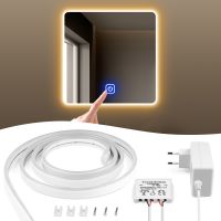 【LZ】卐  Neon LED Strip Light com interruptor de luz iluminado retroiluminação espelho toque regulável lâmpada impermeável para banheiro 12V