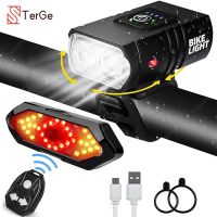 ▥✣✑ 1000LM Front Bicycle Light Set USB Rechargeable Bike Headlight Turning Signal Safety Warning Taillight Cycling MTB Accessories