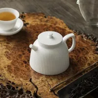 White porcelain teapot hand-painted mutton fat jade single pot small bubble teapot ball hole