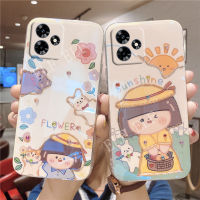 เคสโทรศัพท์แฟชั่นพลอยเทียมนิ่ม Realme C53 C55NFC C55ลายการ์ตูนน่ารักลายดอกไม้ดวงอาทิตย์บลูเรย์ Realmec53ปลอกโทรศัพท์มือถือกันกระแทกฝาหลัง Realme NFC