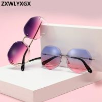 ∋☈❦ ZXWLYXGX Design Fashion Lady Sun glasses 2020 Rimless Women Sunglasses Vintage Alloy Frame Classic Brand Designer Shades Oculos