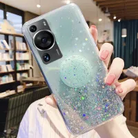 เคสมือถือสำหรับ Huawei P60 Pro ฝาหลังแวววาวแสงดาวพระจันทร์ขาตั้งพับได้ซิลิโคนใสป้องกันการหล่นสำหรับ Huawei P60โทรศัพท์