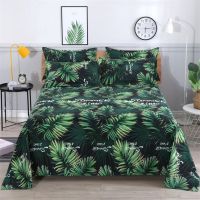 New-Arrival Nordic Leaf Pattern 3pcs Bedding Sheet (1pc Bedsheet and 2pcs Pillowcases) Spring Autumn Bed Linens Soft Flat Sheets