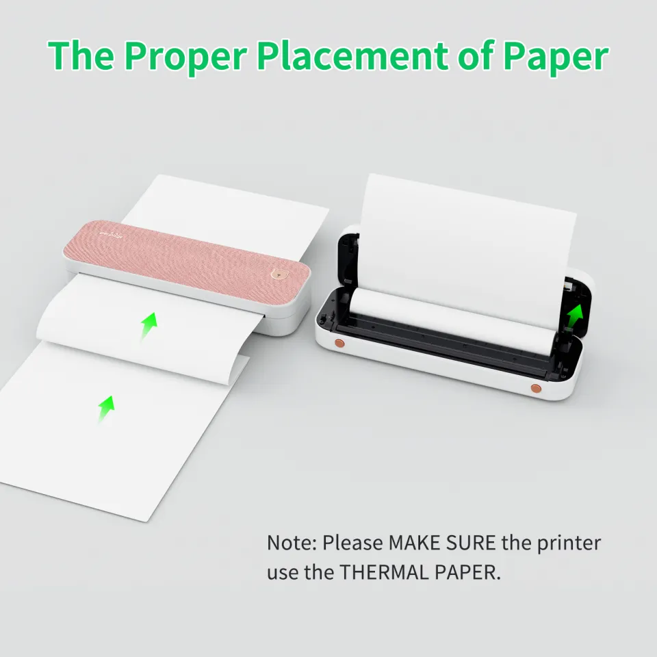 Original PeriPage A4 Paper Printer Direct Thermal Transfer Wirless Printer  Mobile 210mm Mini Mobile Photo Printer USB BT Connection with 1 Roll  Thermal Paper Support 2''/3''/4'' Paper Pink blue 