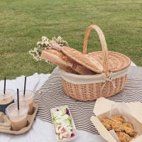 Woven Wicker Basket Picnic Camping Storage Basket Bread Fruit Food Breakfast Flower Display Box Home Decor Kitchen Orginazer