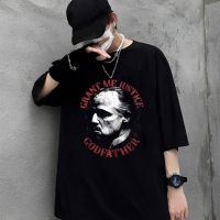 เสื้อยืดคุณภาพดี    Vito Corleone Grant Me Justice The Godfather Robert De Niro วันอีสเตอร์ สําหรับวันแม่ วันเมษายน เสื้อยืดคอกลม