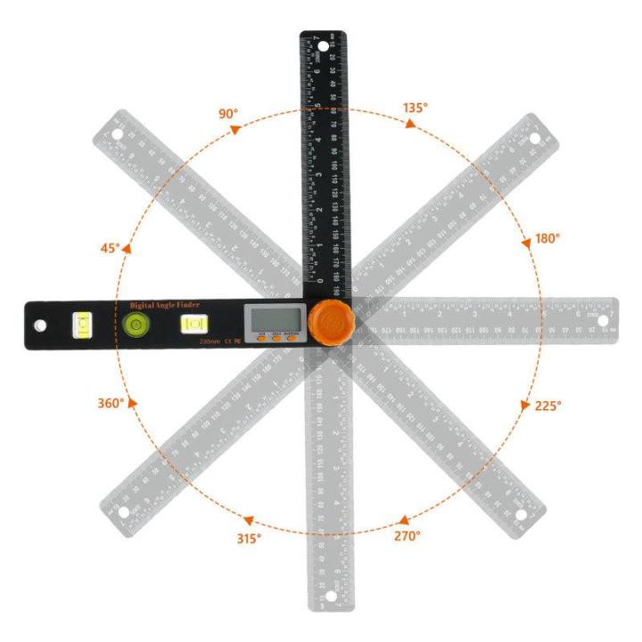 เครื่องค้นหามุมโปรแทรคเตอร์ดิจิทัล0-360องศาอิเล็กทรอนิกส์พร้อมจอแสดงผล-lcd-ไม้โปรแทรคเตอร์หามุมโปรแทรคเตอร์ดิจิทัล4-in-1เครื่องมือวัดไม้ฉากสำหรับการซ่อมเครื่องค้นหามุมอิเล็กทรอนิกส์