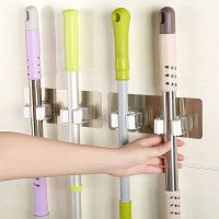 Multi Purpose Hooks Wall Mounted Mop Organizer Holder Rack Adhesive Brush Hanger Hooks for Hanging Kitchen Bathroom Strong Hooks