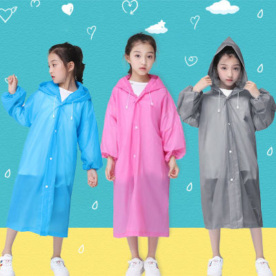 เด็กเล็กเด็กหญิงเด็กชายเสื้อกันฝนที่มีปุ่ม Reusable EVA สวมใส่ฝน Dot สีทึบโปร่งใส Rain Gear 110ซม.