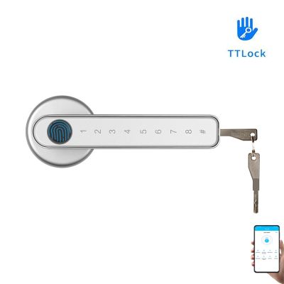 Ttlock รหัสผ่านโดยใช้ลายนิ้วมือรีโมทคอนโทรลอัจฉริยะแอพพลิเคชั่นโทรศัพท์รหัสตัวเลขล็อคด้วยกุญแจสลักเดี่ยวสำหรับประตูไม้ในร่มที่ใช้