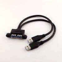 1pcs Black Dual USB 3.0 A Male to USB 3.0 Female Extension Screw Panel Mount Cable 30cm/50cm