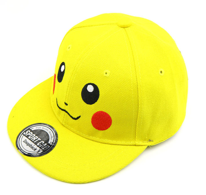 ในสต็อก-pok-mons-pikachu-เด็กเด็กสาวฝ้าย-snapback-หมวกหมวกเบสบอลการ์ตูนอะนิเมะหมวกแฟชั่นน่ารัก