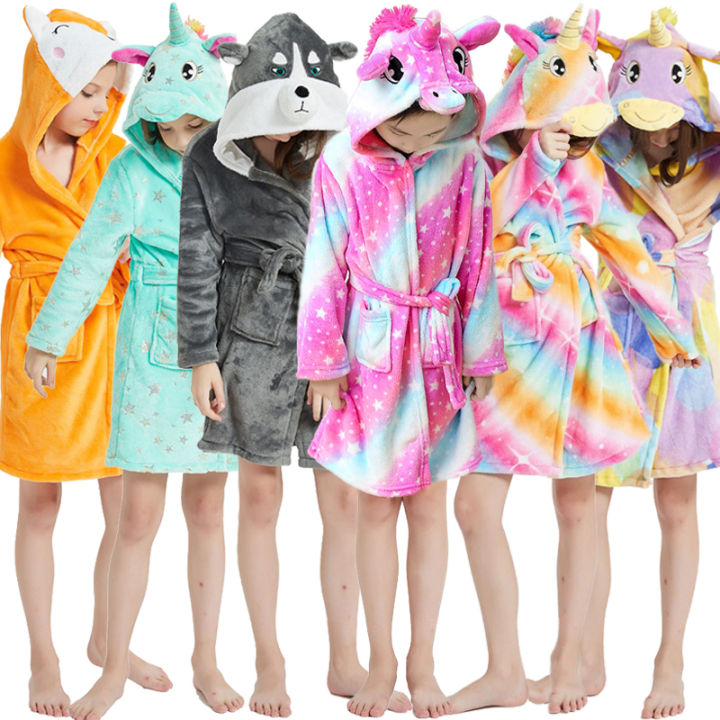 children-kigurumi-unicorn-hooded-bathrobes-kids-star-rainbow-nightgown-animal-cartoon-bath-robe-for-girl-boy-pyjamas-sleepwear