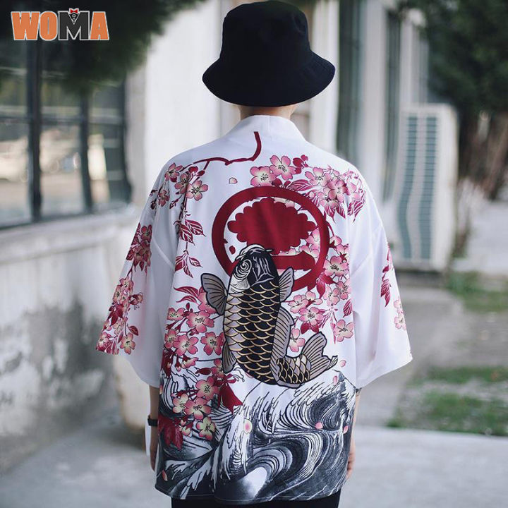 woma-เสื้อผู้ชายเสื้อผ้าป้องกันแสงแดดเสื้อคลุมสตรีแบบกิโมโน