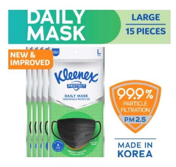 Kleenex Protect Daily Mask Face Large x 5 packs (15 masks) Lazada PH
