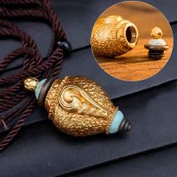 Brass Hollow Bottle Pendant Conch shape Locket Necklace Snuff Bottle Pill Bottle Urn Charms Jewelry Accessories High quality