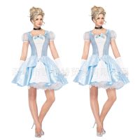 [COD] 2017 new code split blue princess dress cosplay queen stage costume